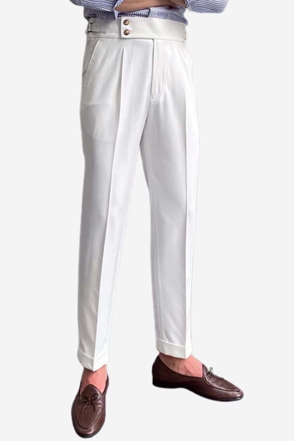Men’s High Waist Pleated Trousers Slim Fit Formal