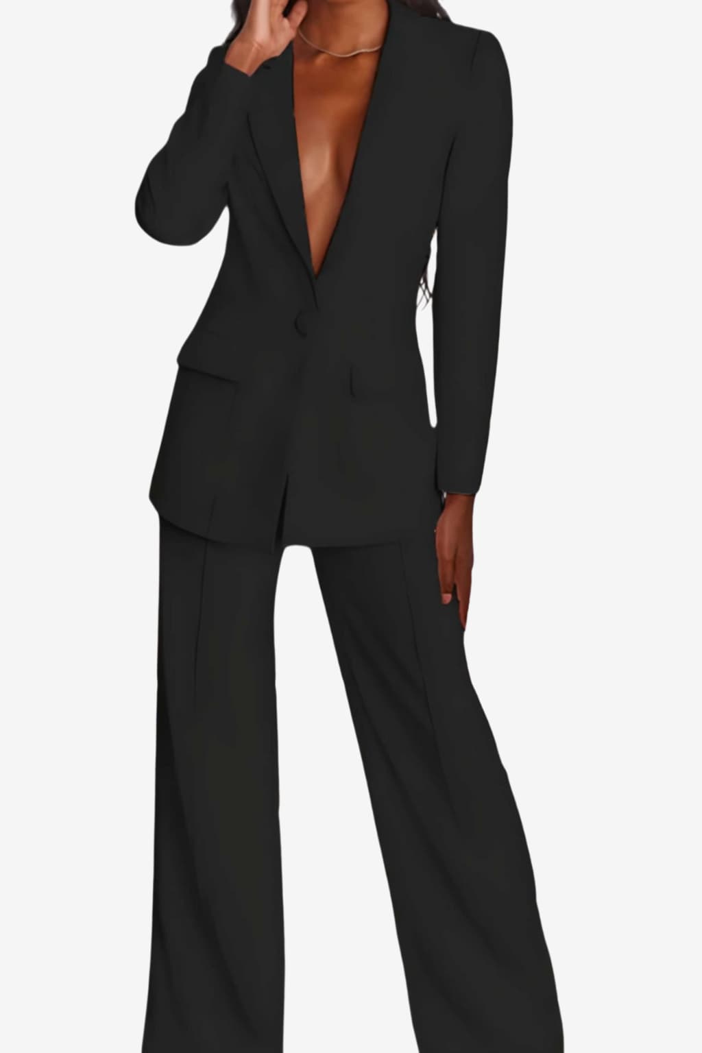 Women’s Blazer &amp; Wide-Leg Trouser Suit Set