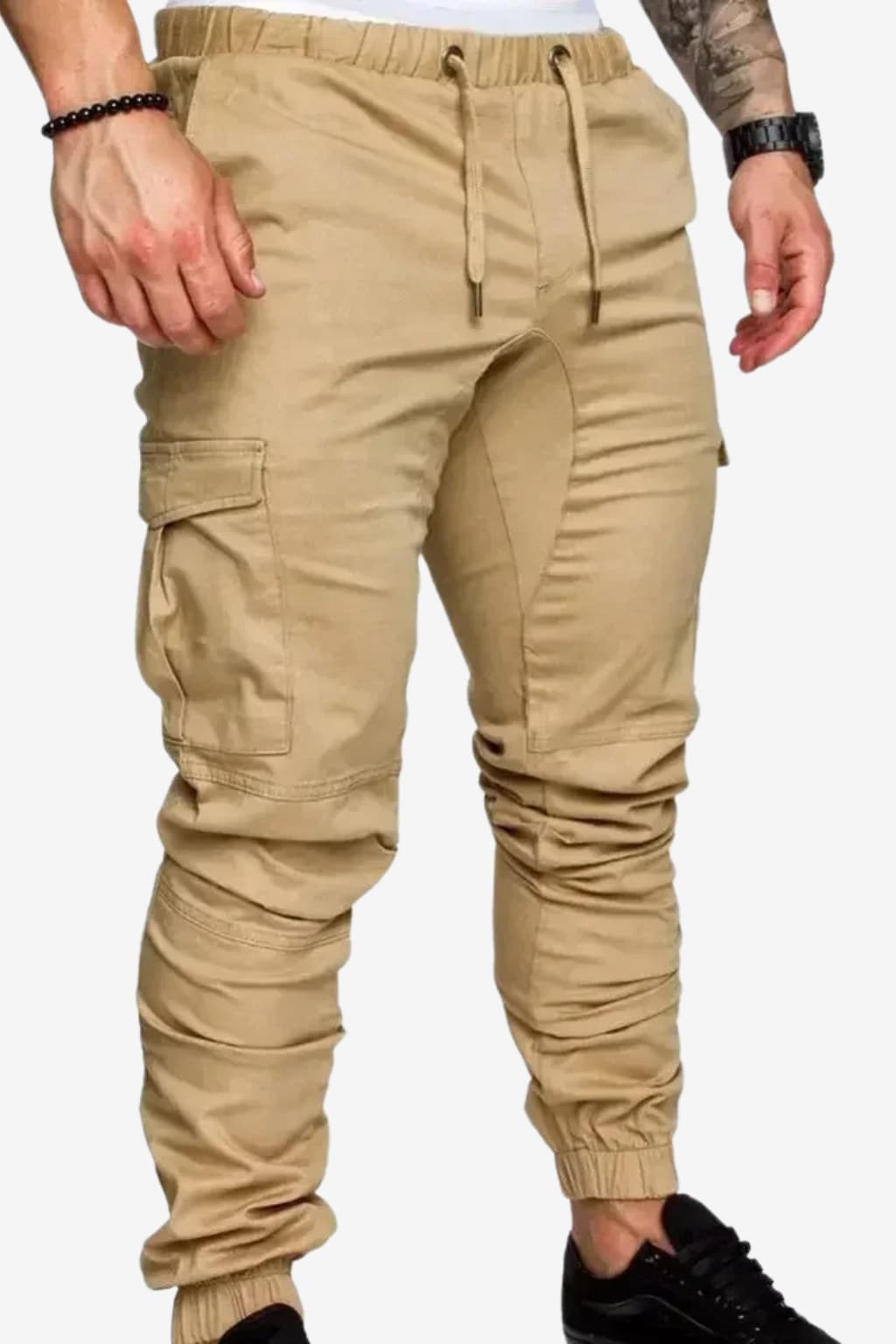 Men’s Cargo Joggers with Drawstring Waist and Cuffs