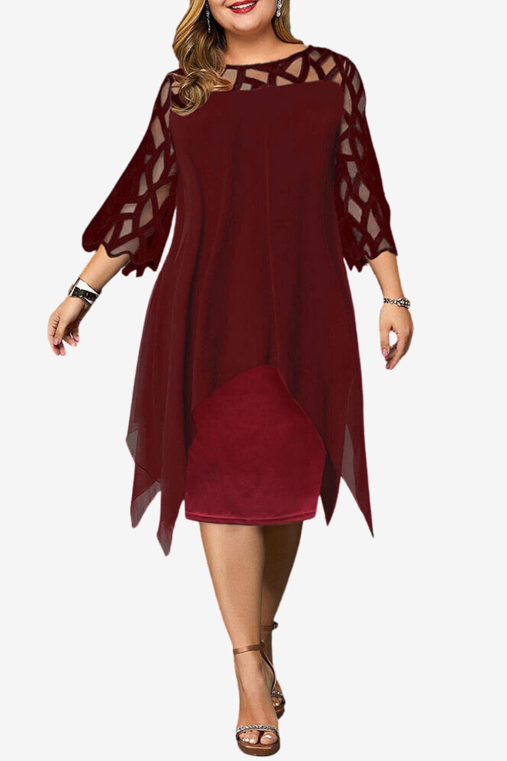 Women’s V-Neck Midi Dress Short Sleeve Flowy Fit