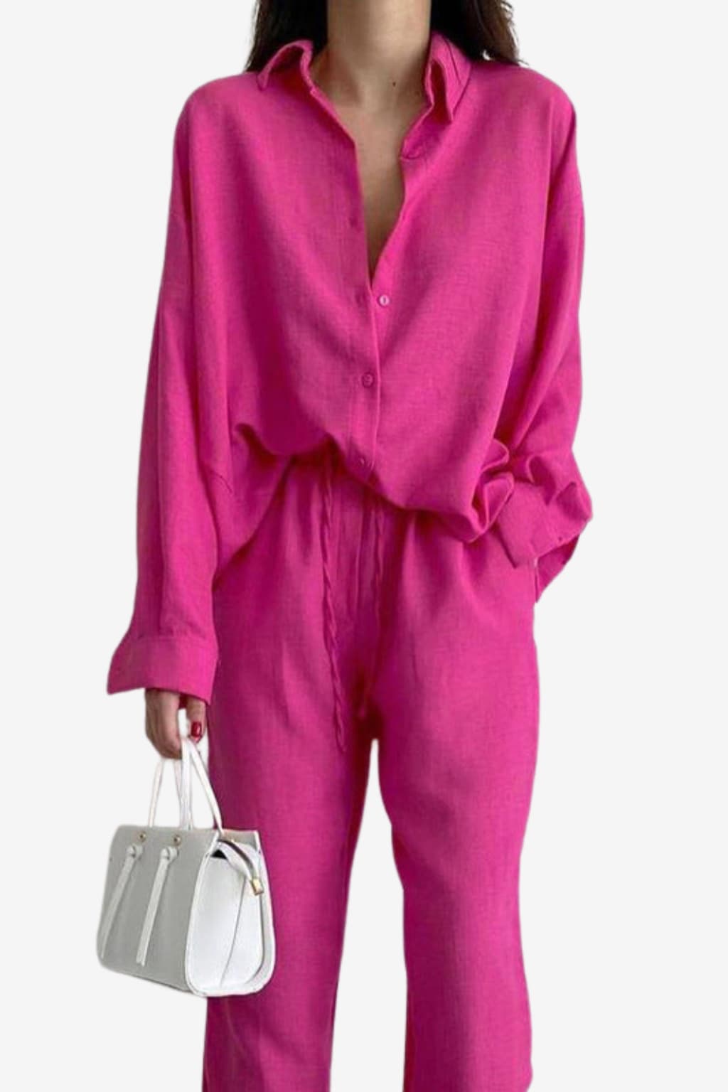 Women’s Linen Shirt and Wide-Leg Trouser Set