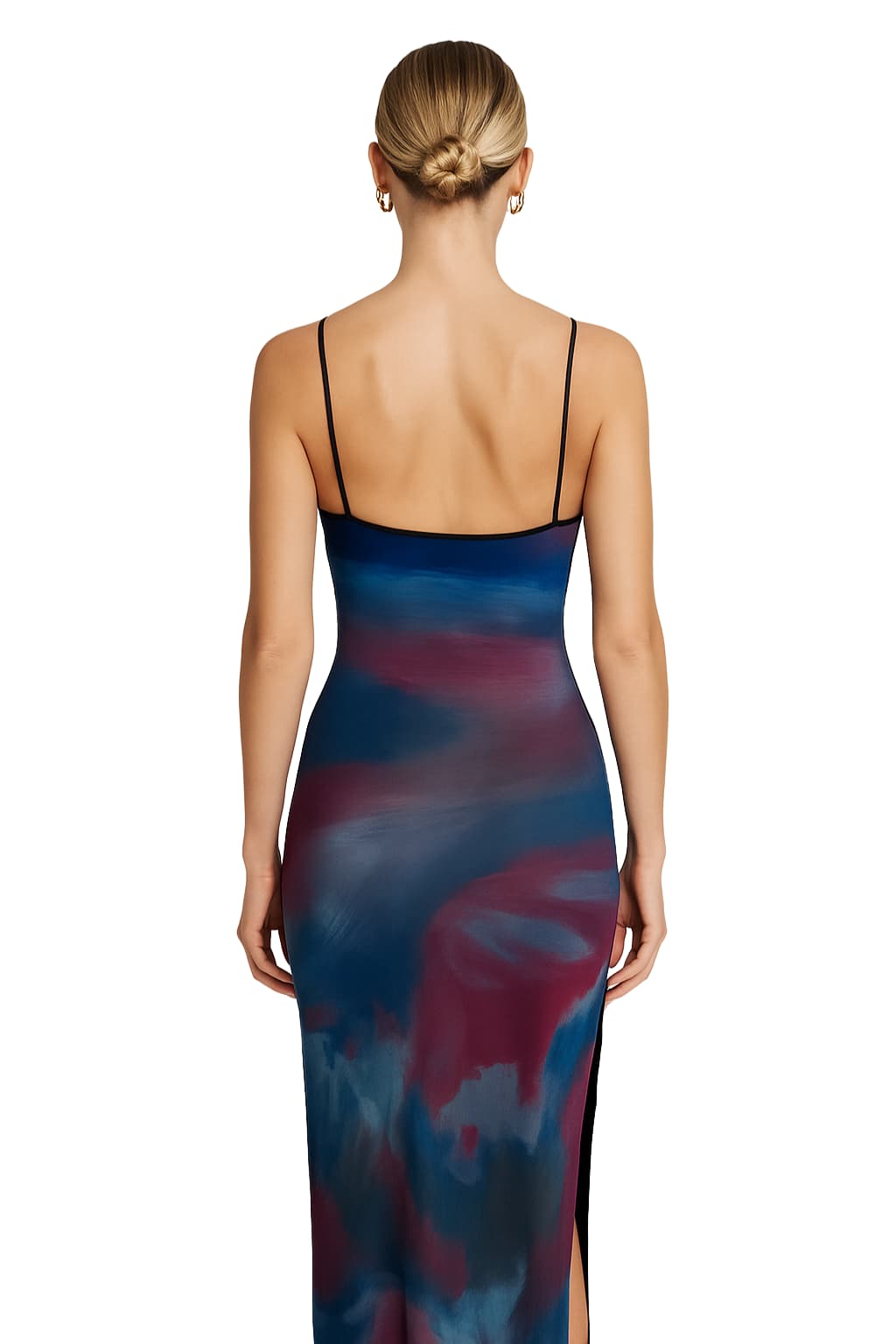 Women’s Tie Dye Slip Dress Midi Length with Side Slit