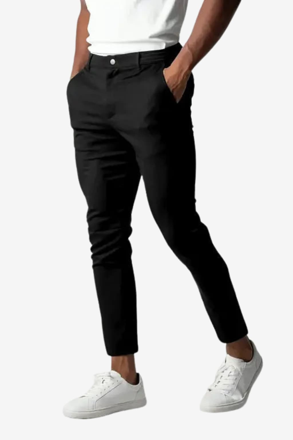 Men’s Slim Fit Cropped Chinos Stretch Tapered Trousers