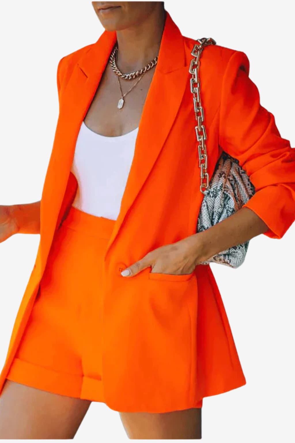 Women’s Blazer and High-Waisted Shorts Two-Piece Set