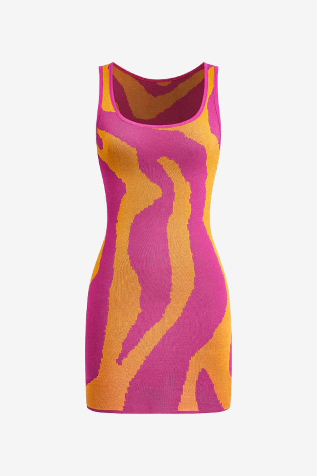 Women's Sleeveless Knit Mini Dress Fitted Multicolour Pattern