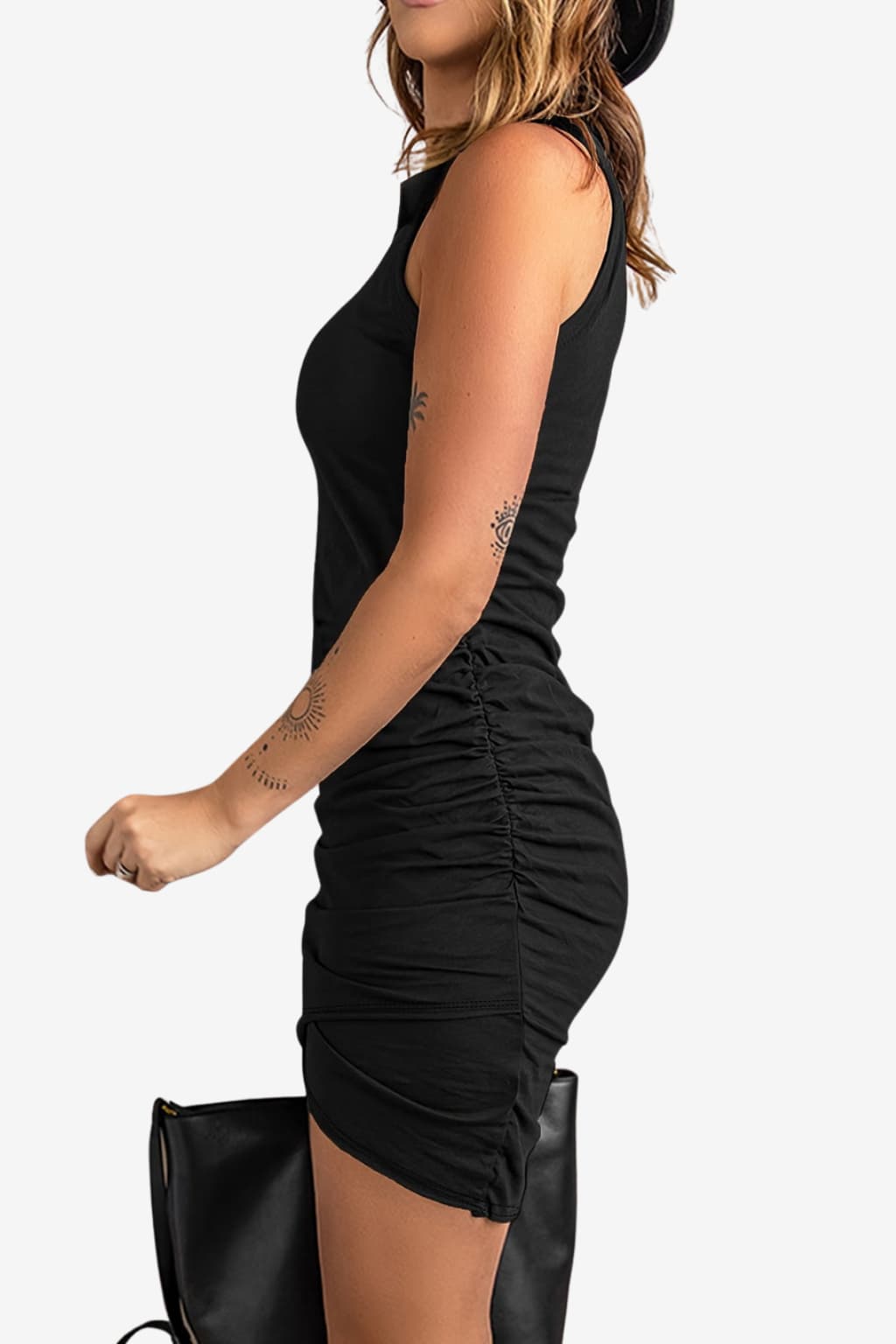 Women’s Sleeveless Bodycon Mini Dress with Ruched Side
