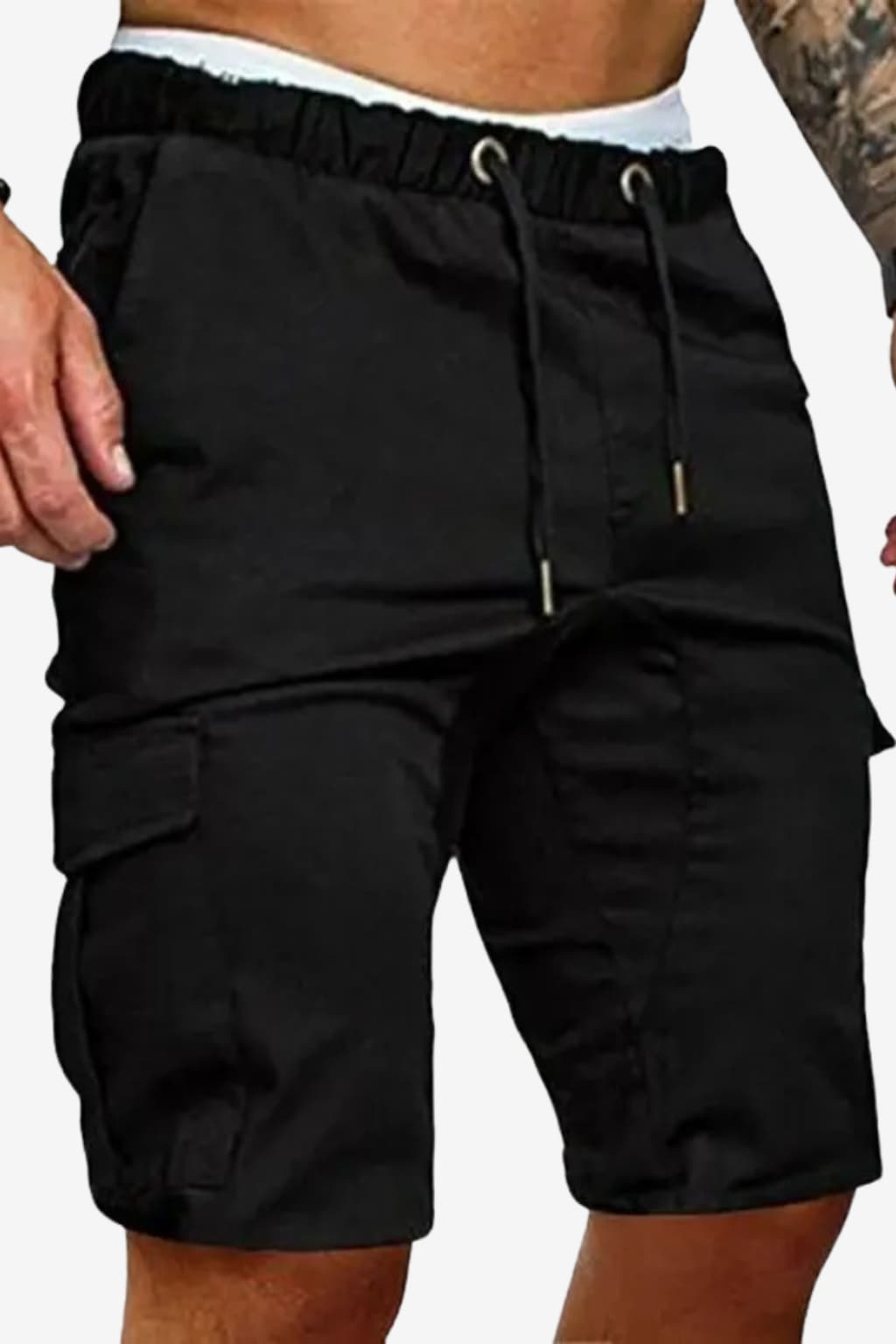 Men’s Cargo Shorts with Pockets Elastic Waist Knee Length