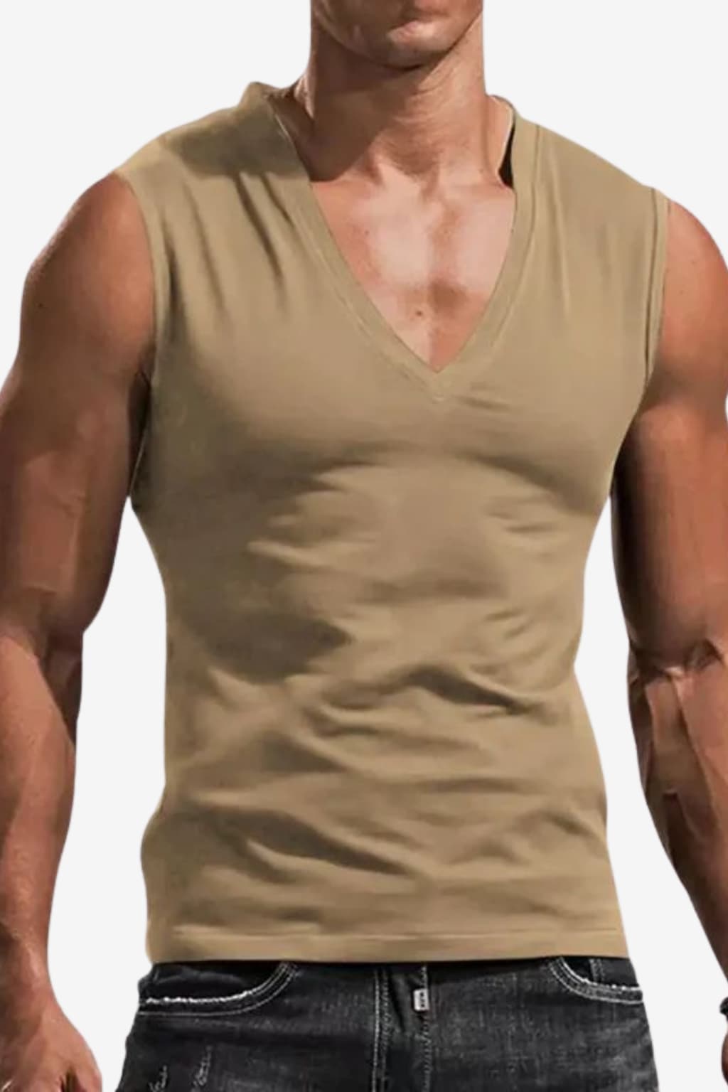 Men’s Sleeveless V-Neck Summer Shirt Lightweight Fit