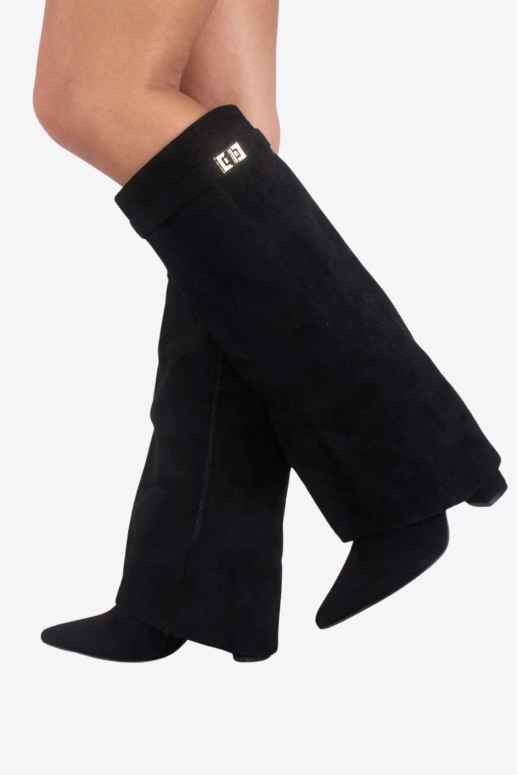 Women’s Suede Ankle Boots with Block Heel and Zip