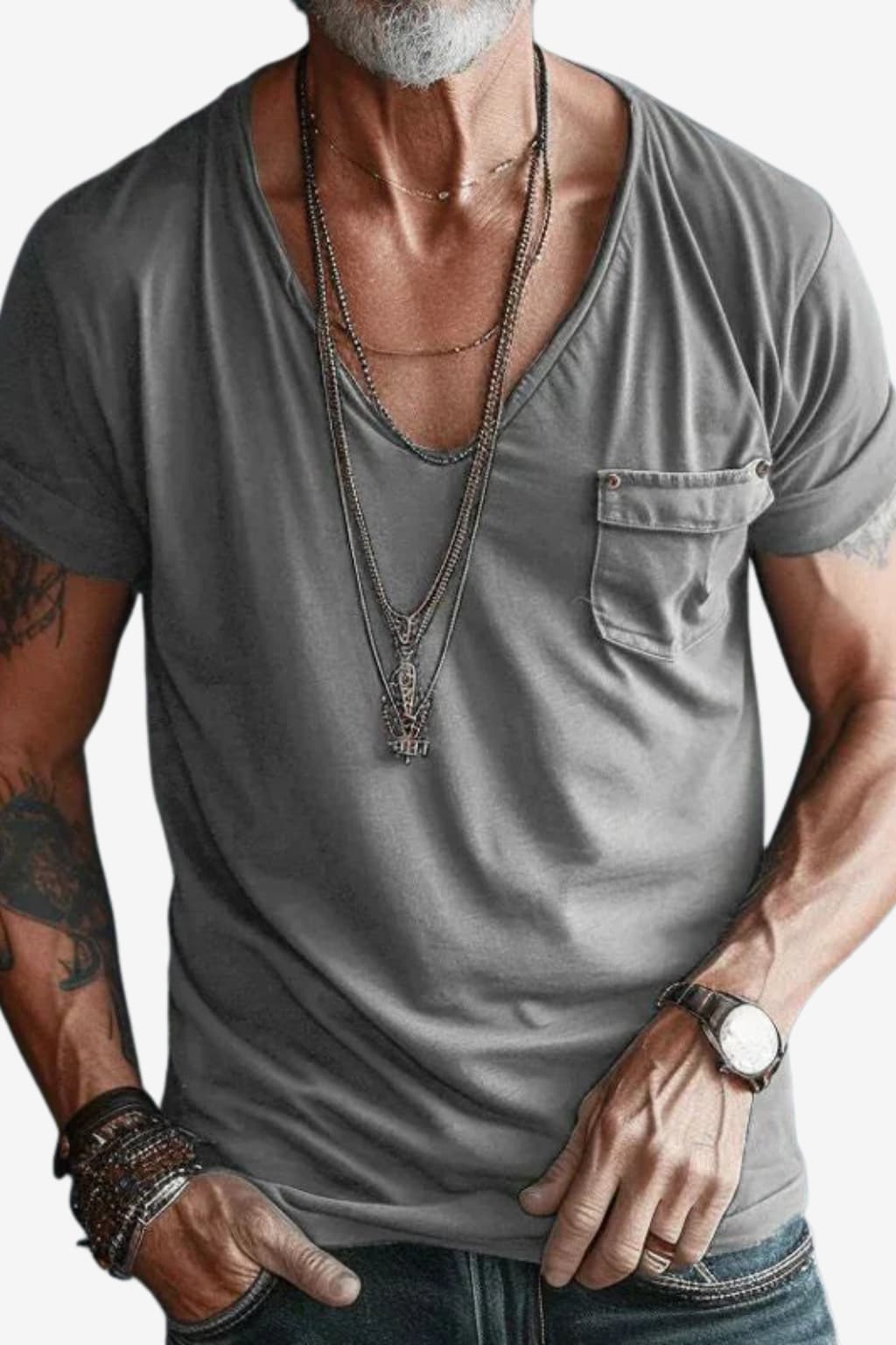 Men’s Crew Neck T-Shirt Short Sleeve Cotton Look