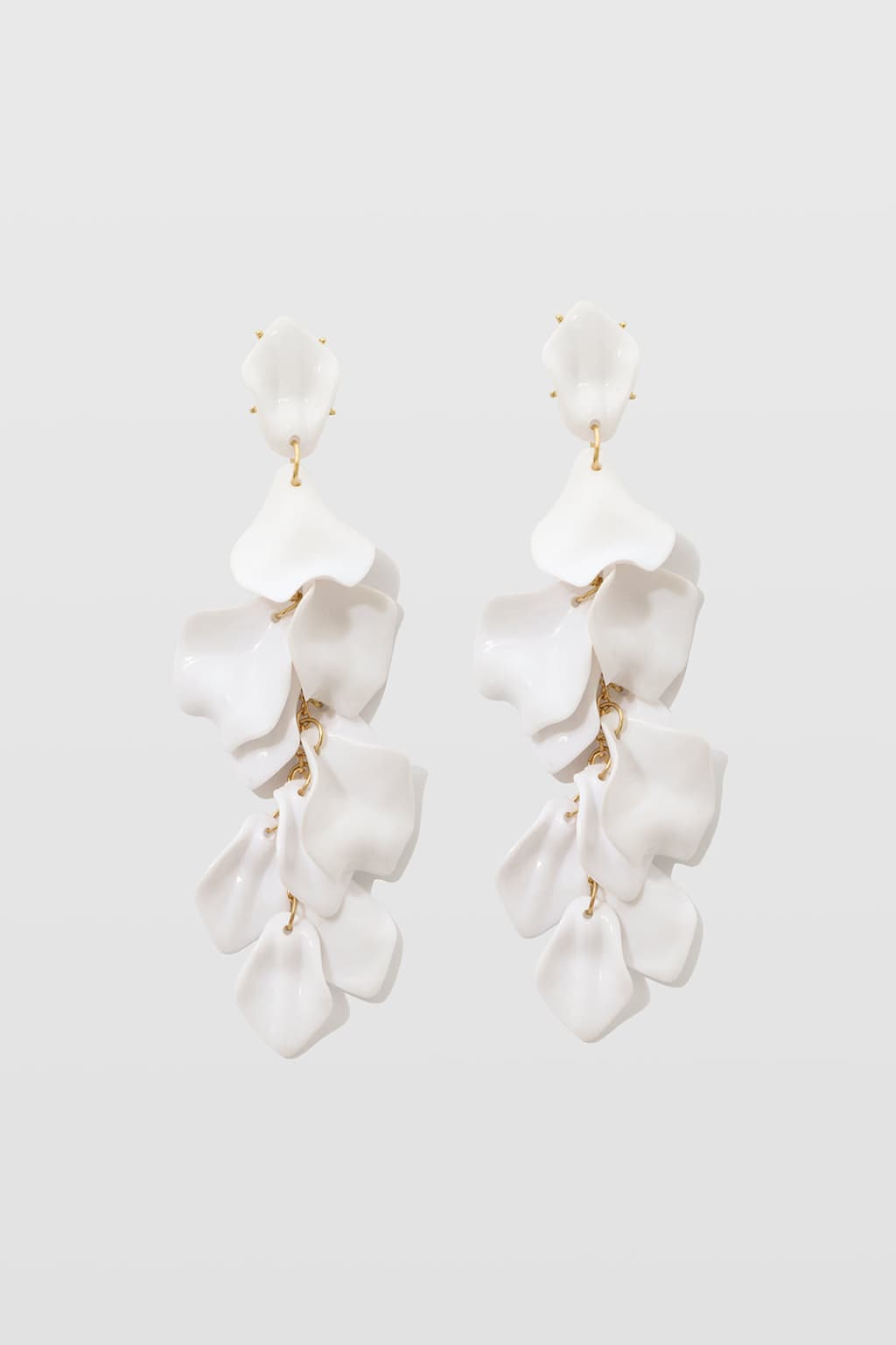 Women’s White Floral Dangle Earrings with Gold-Tone Accents
