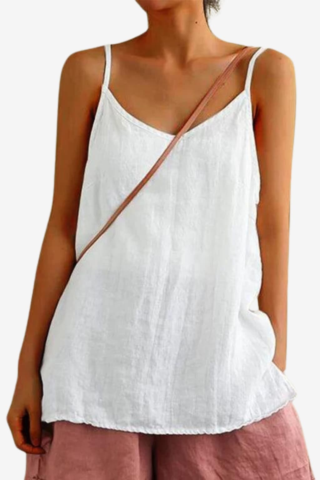 Women's Lightweight Linen Cami Top with Spaghetti Straps