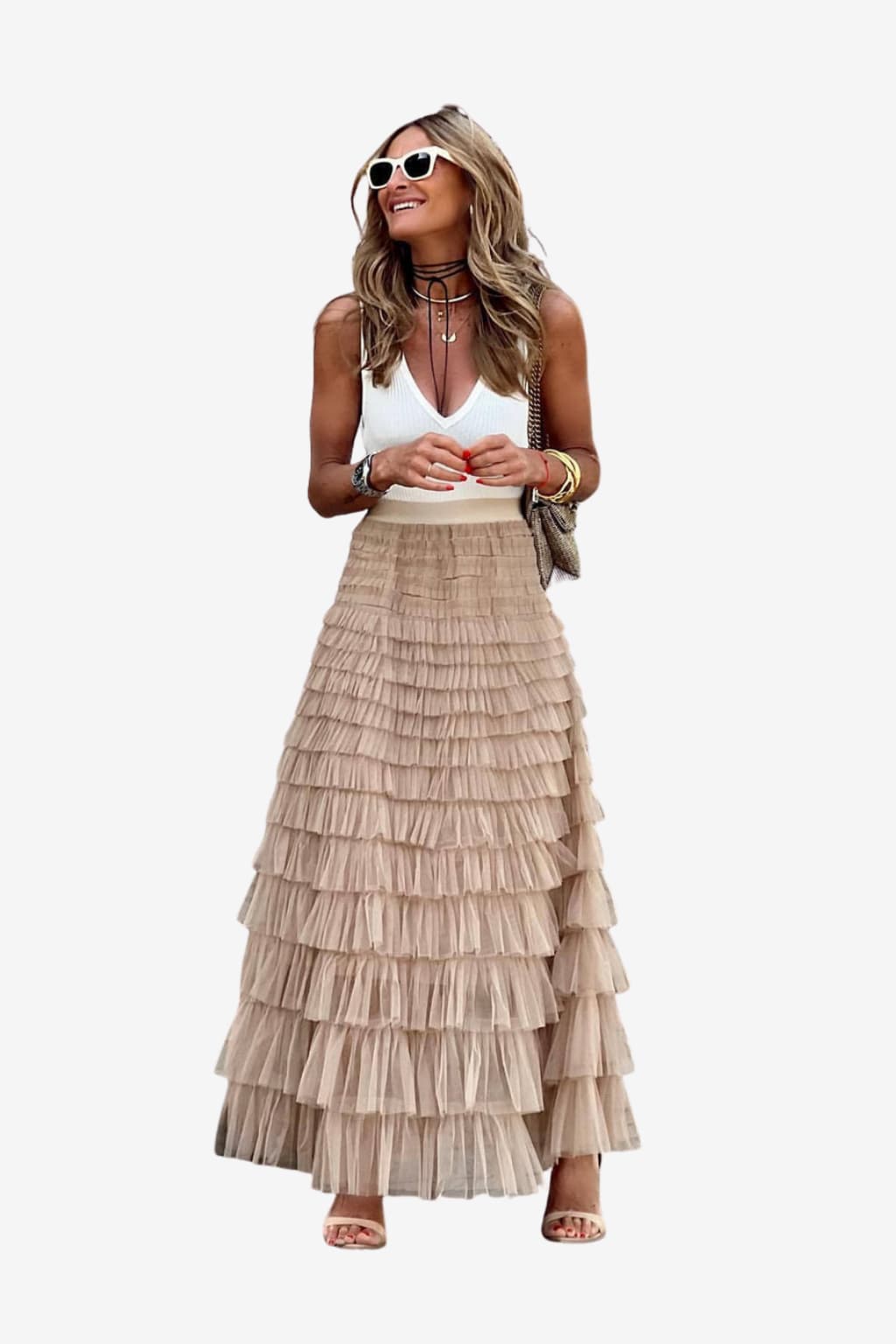Women’s Tiered Maxi Skirt High Waist Flowy Style
