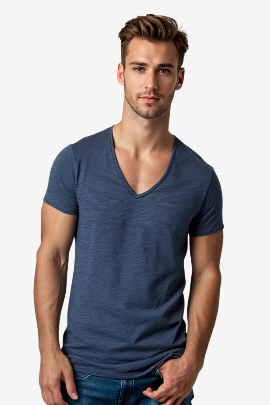 Men’s V-Neck Short Sleeve T-Shirt Casual Fit Top