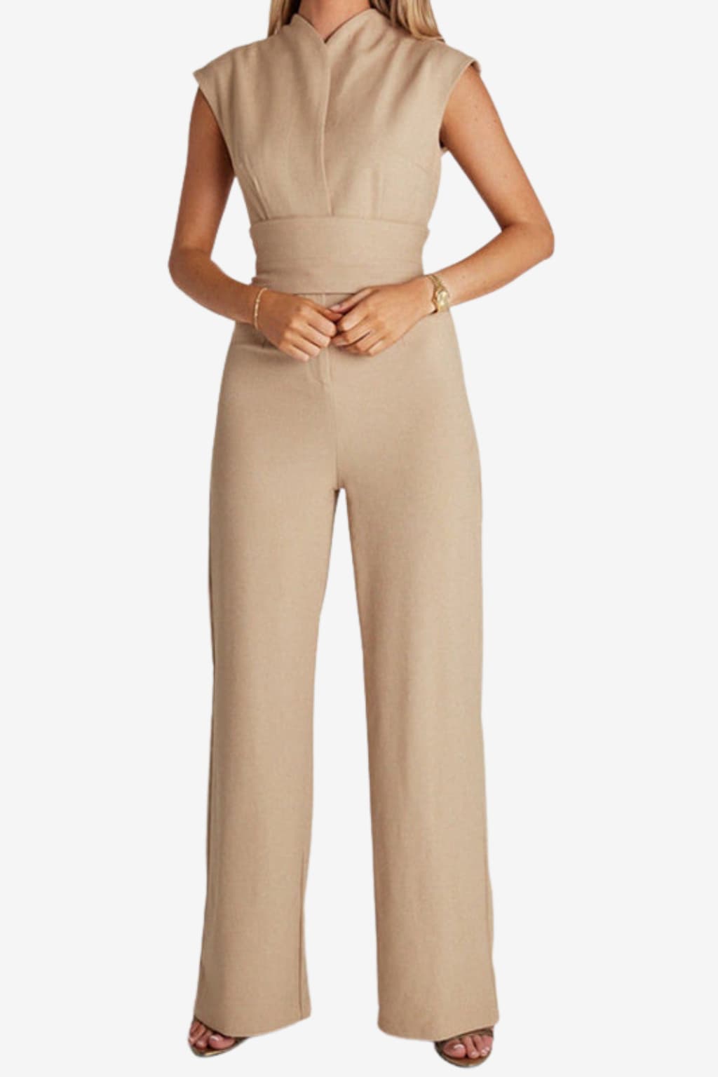 Women’s Sleeveless Wide Leg Jumpsuit High Neck
