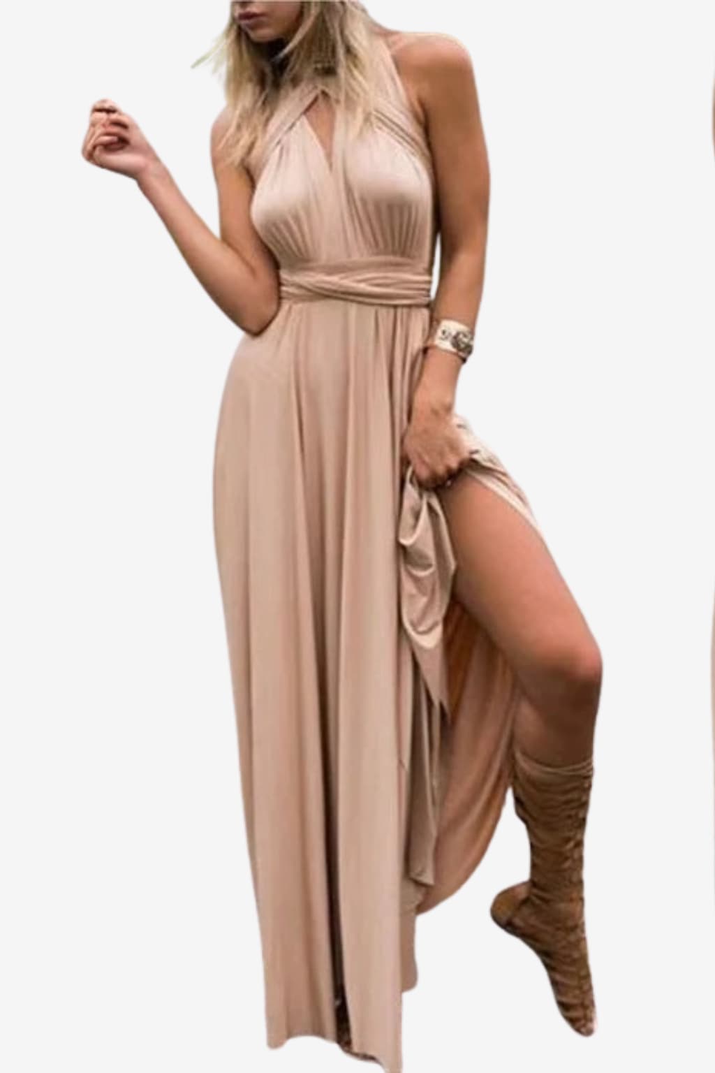 Women's One-Shoulder Maxi Dress with Ruched Waist
