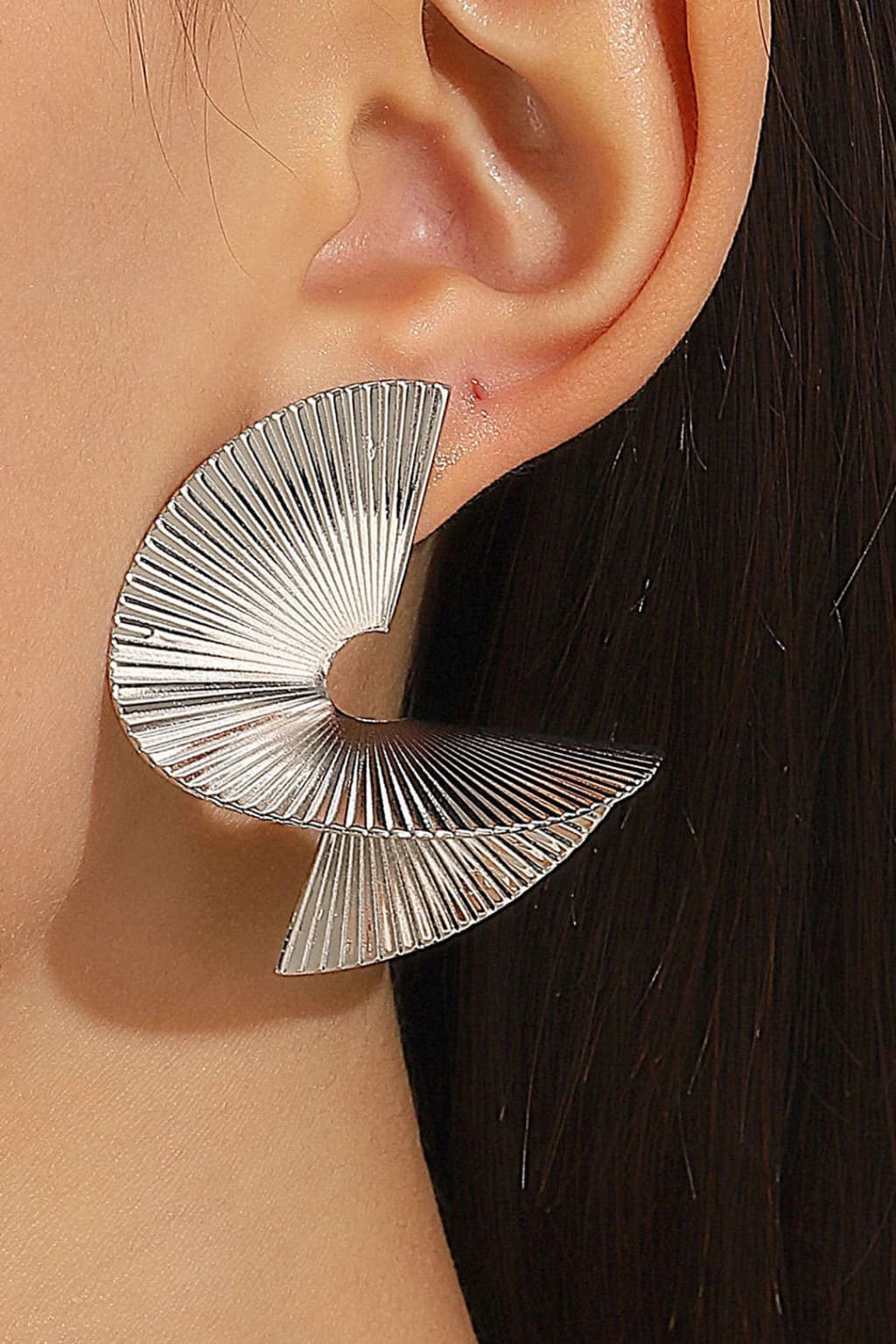 Women's Gold-Tone Pleated Metal Statement Earrings