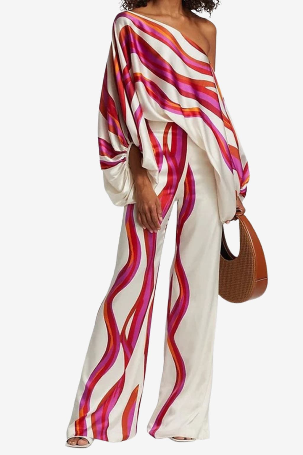 Women’s Off Shoulder Top &amp; Wide Leg Trousers Set