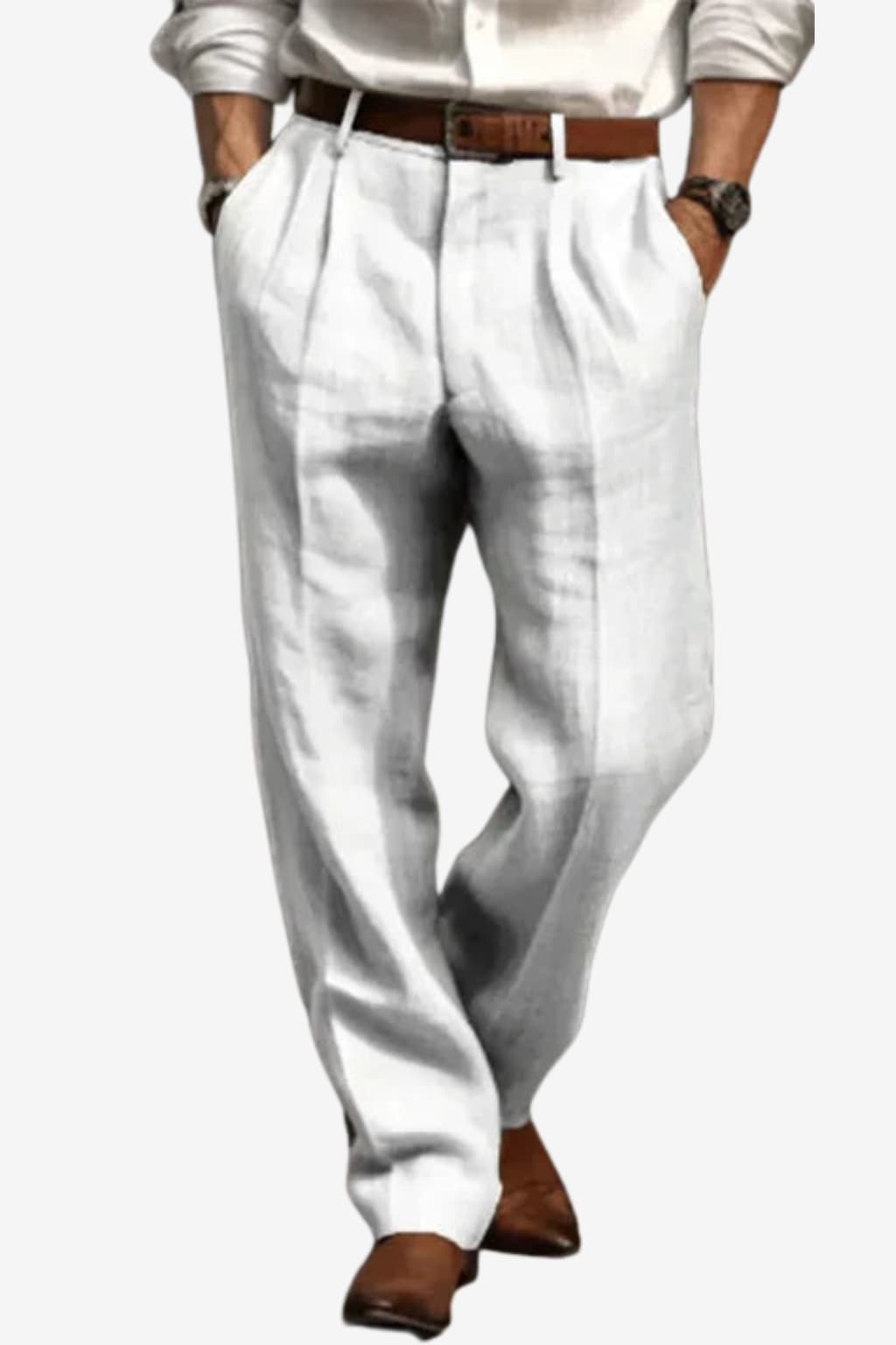Men’s Pleated Linen - Slim Fit Trousers