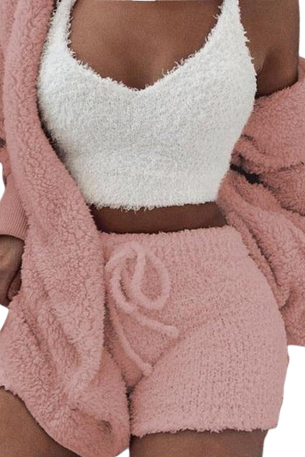 Women’s Three Piece Velvet Pyjama Set with Crop Top