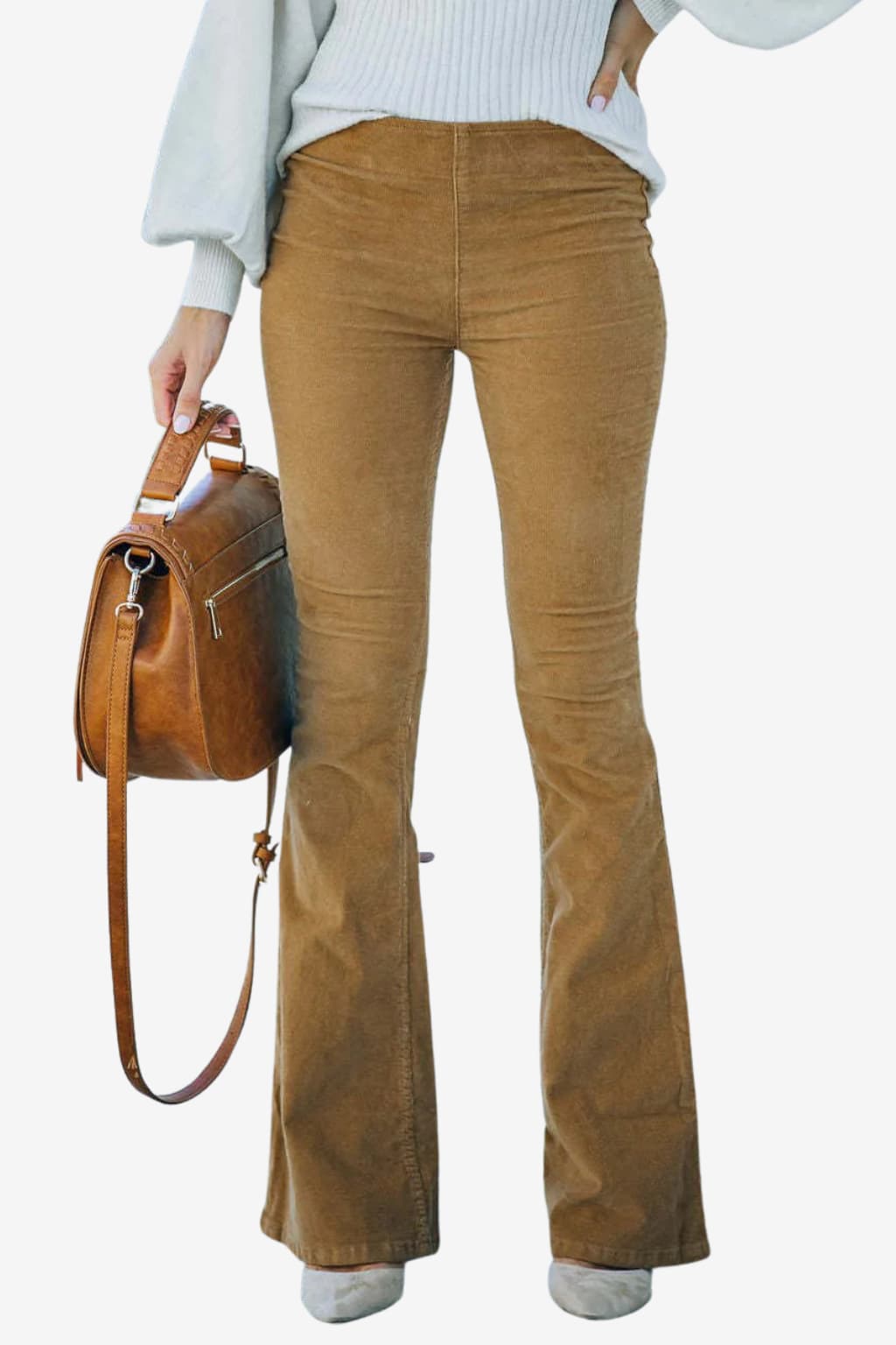 Women's High-Waisted Corduroy Flare Trousers