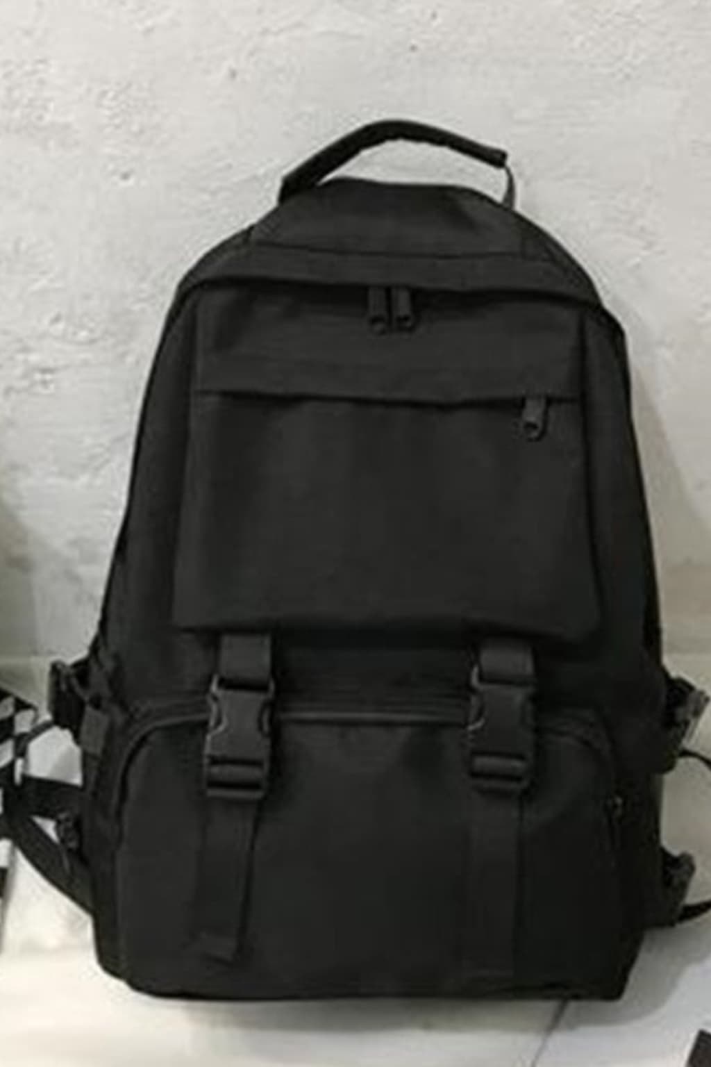 Unisex Nylon Backpack with Buckles and Pockets