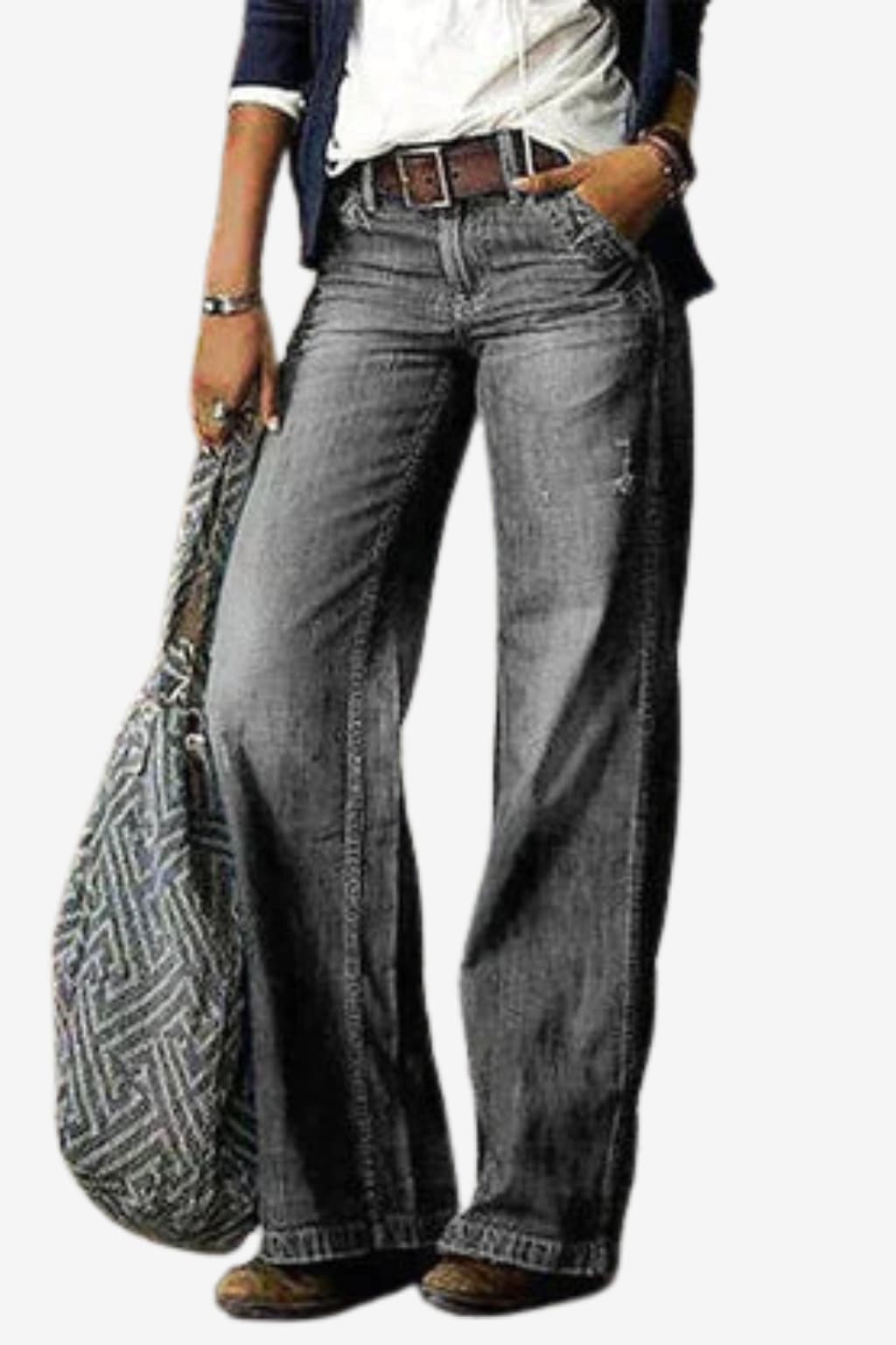 Women's Mid-Rise Wide Flare Denim Jeans