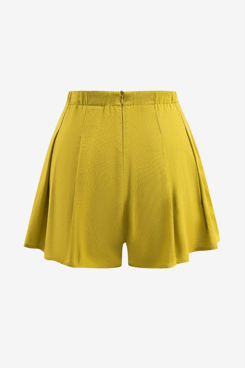 Women’s High Waist Pleated Linen Shorts with Zipper