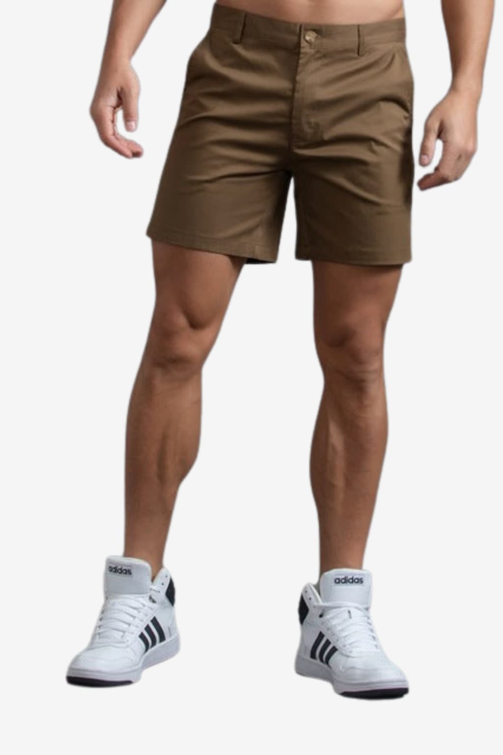 Men's Khaki Cotton Chino Shorts, Knee - Length Summer Casual