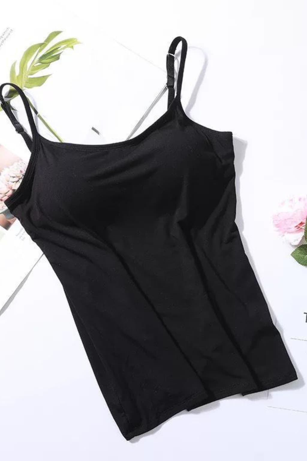 Women's Padded Tank Top with Built-in Bra, Adjustable Straps