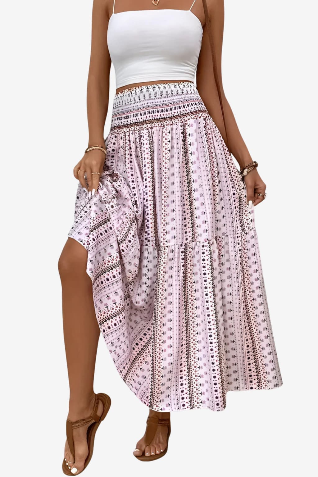 Women’s High Waist Maxi Skirt Ethnic Boho Print