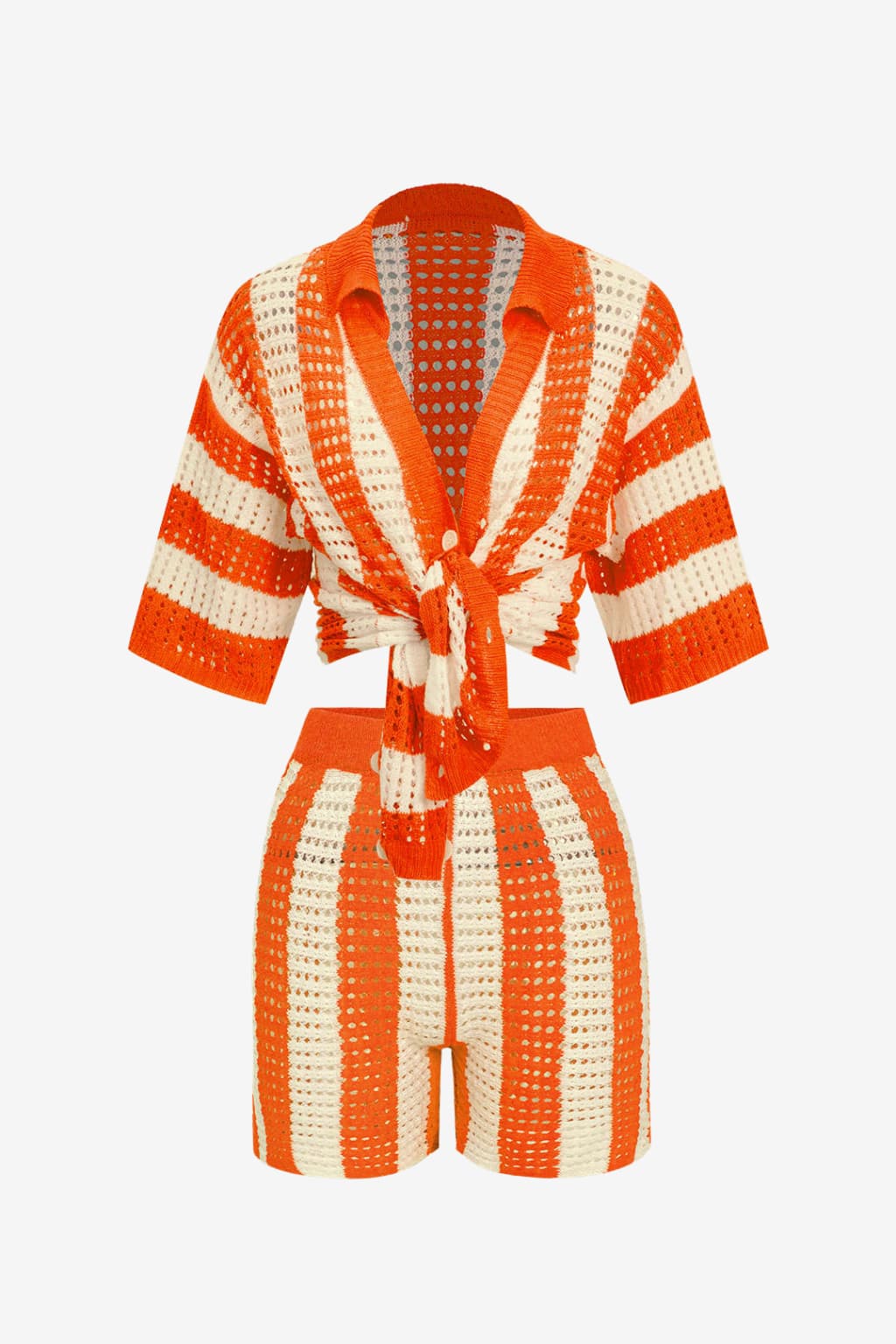 Women’s Stripe Knit Summer Co-Ord Set with Shorts