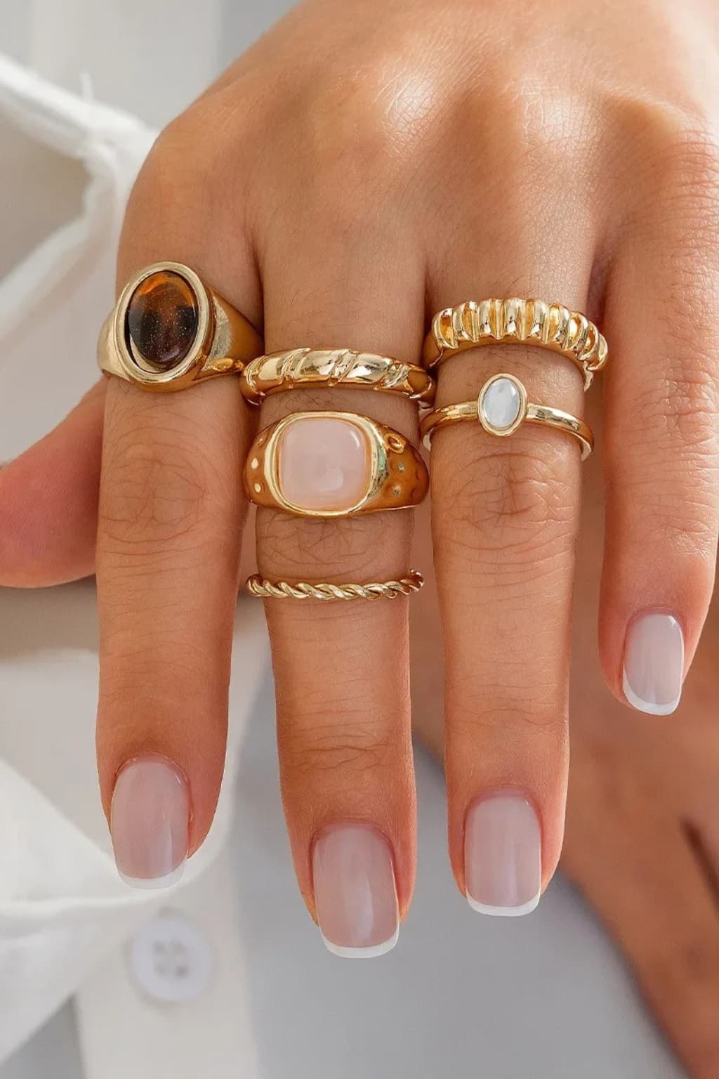 Women's Gold-Tone Gemstone Rings Set