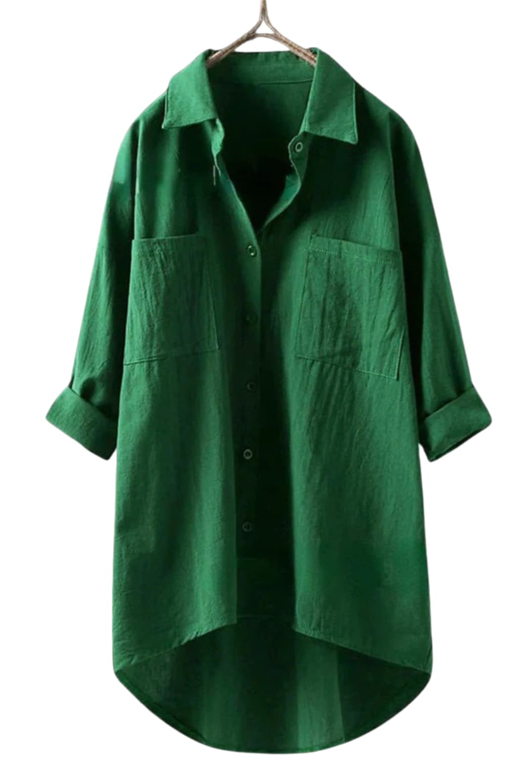 Women’s Linen Button-Up Oversized Shirt with Long Sleeves