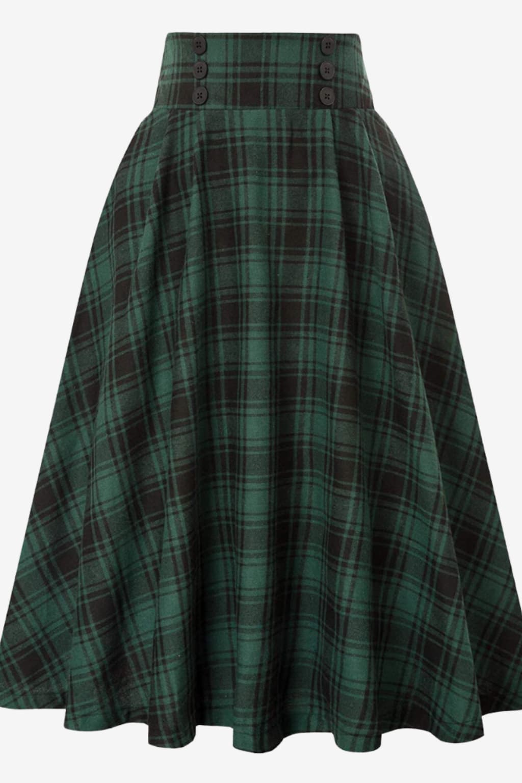 Women's High - Waisted Tartan Midi Skirt