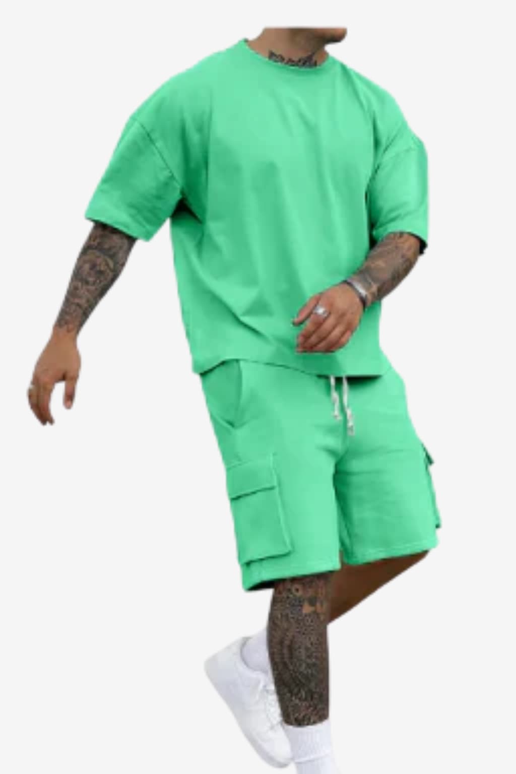 Men's Casual Summer T - Shirt &amp; Cargo Shorts Set