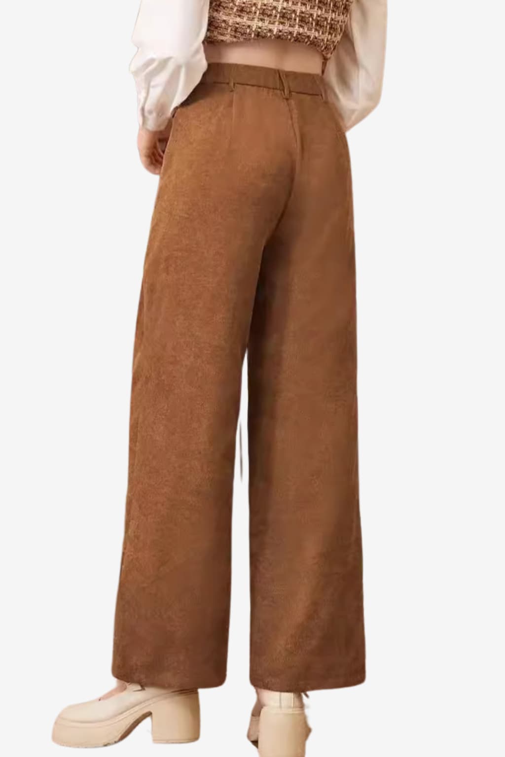 Women's High-Waisted Wide - Leg Corduroy Trousers