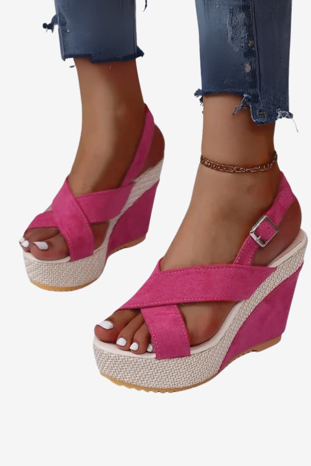 Women’s Wedge Sandals Open Toe Denim Summer Heels