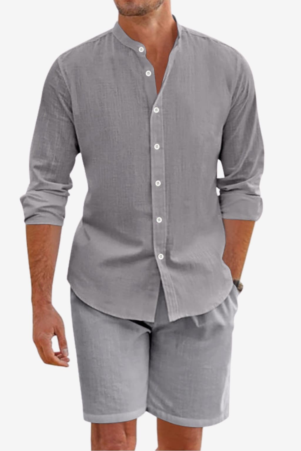 Men’s Linen Two-Piece Summer Set Shirt and Shorts