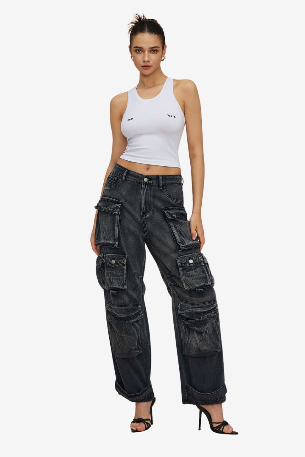 Women’s Sleeveless Crop Tank Top with Letter Print