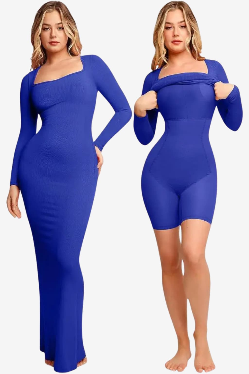 Women’s Long Sleeve Shaping Maxi Dress with Bodysuit