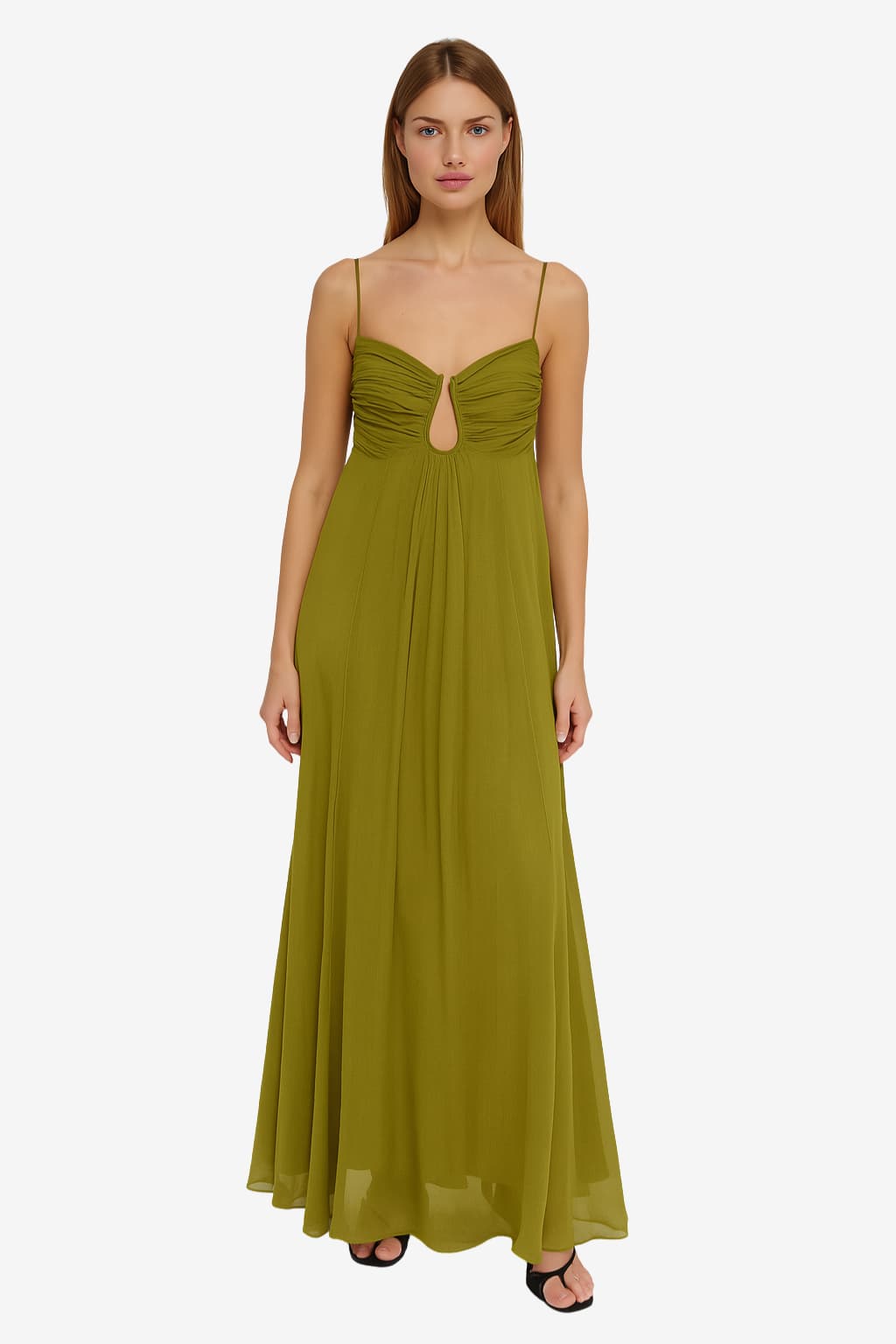 Women’s Spaghetti Strap Maxi Dress with Pleated Skirt
