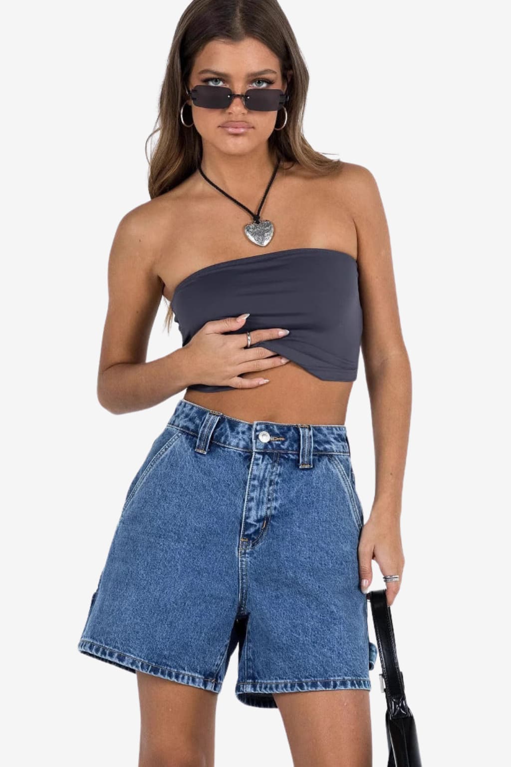 Women's Mid-Rise Denim Shorts - Relaxed Fit, 5-Pocket, Button Fly