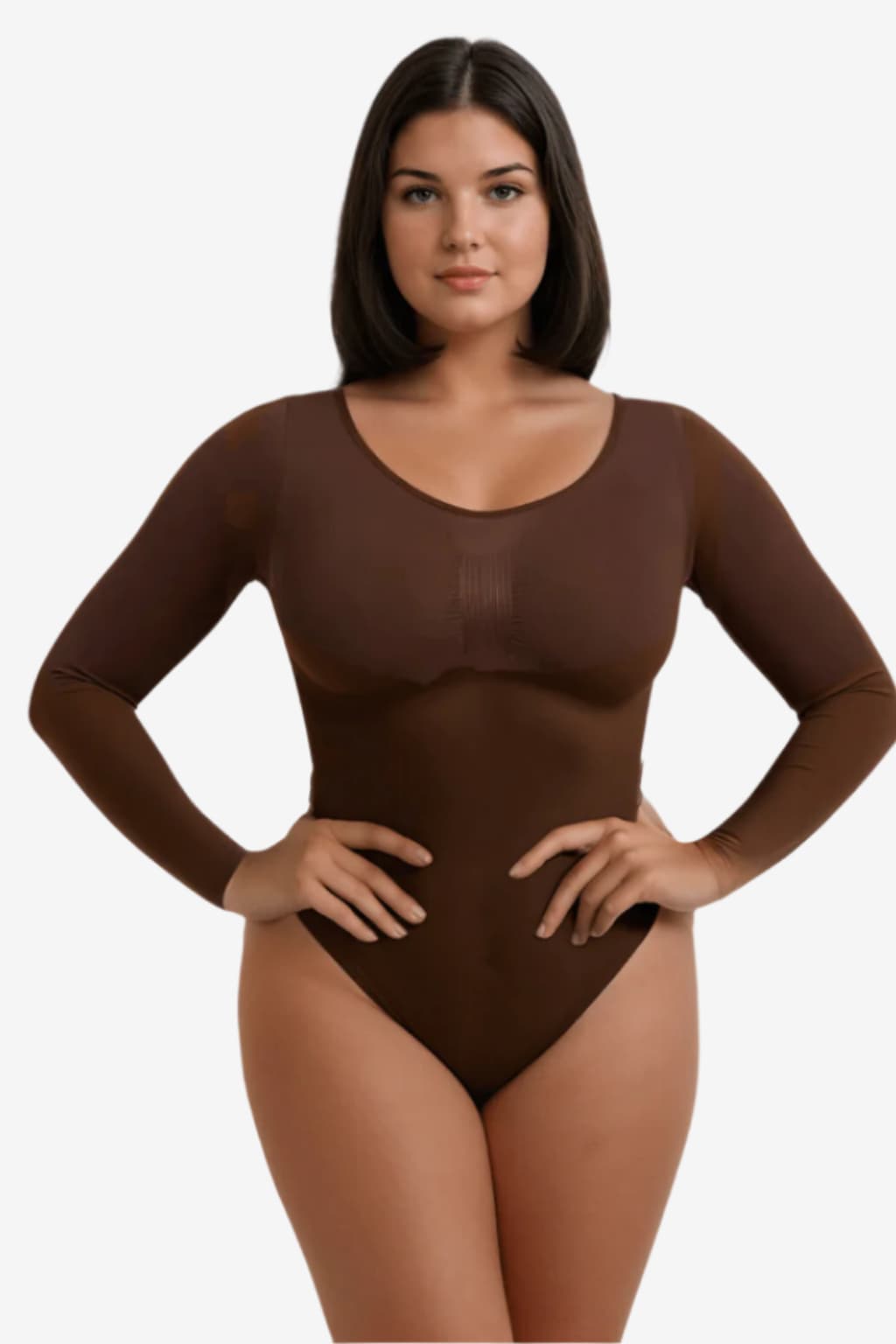 Women’s Long Sleeve Bodysuit Seamless Scoop Neck Fit