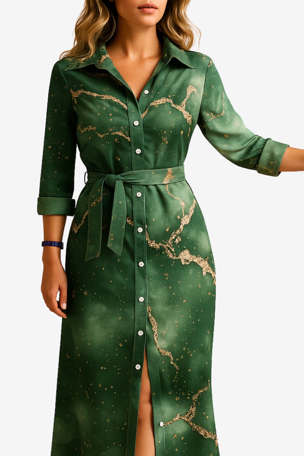 Women's Maxi Shirt Dress Short Sleeve Cotton Blend