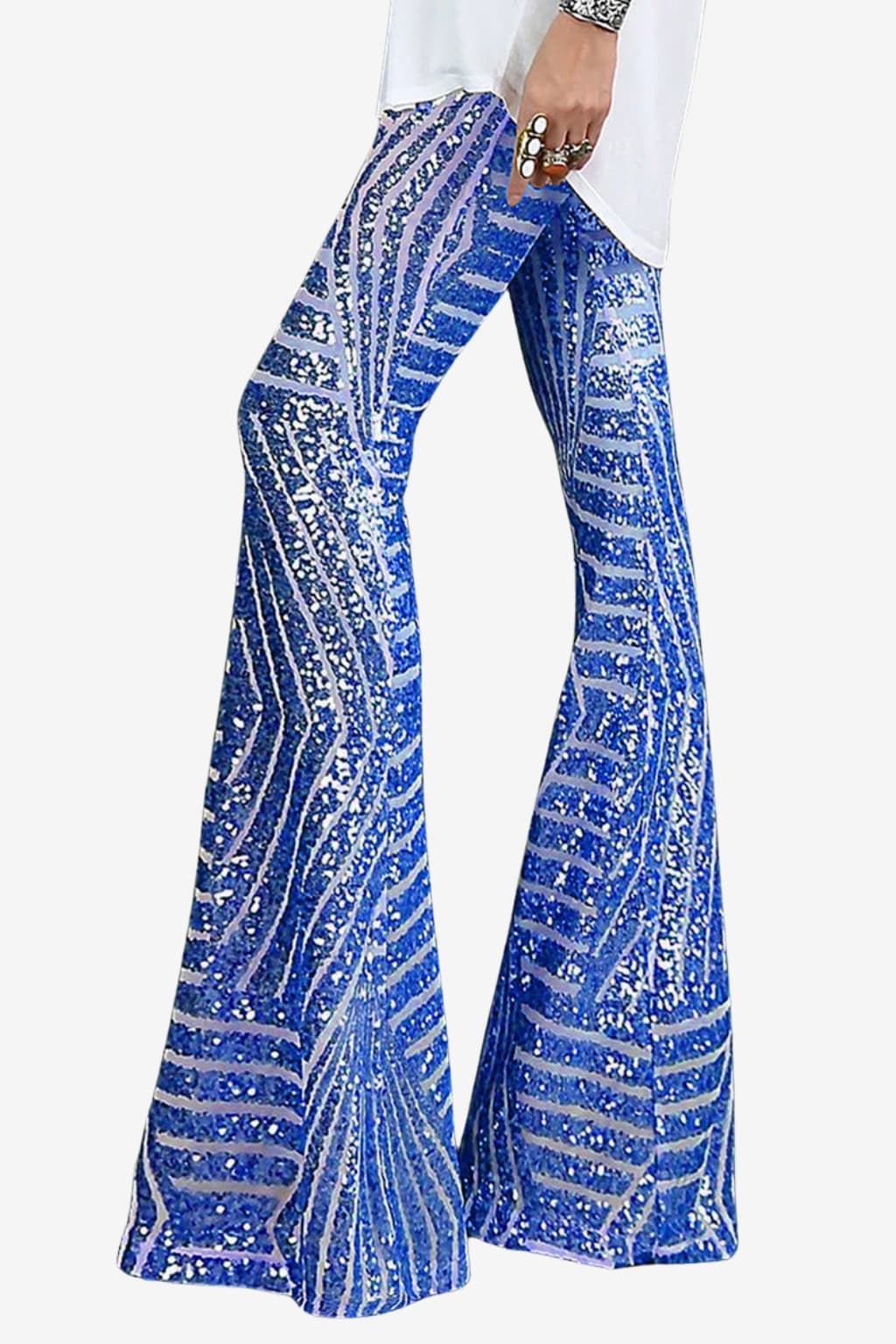 Women’s Sequin Flared Trousers Party Night Out Pants