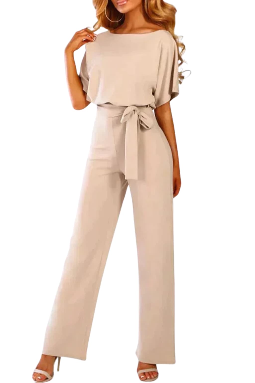 Women's Belted Wide-Leg Jumpsuit, Lightweight Crepe, All - Season