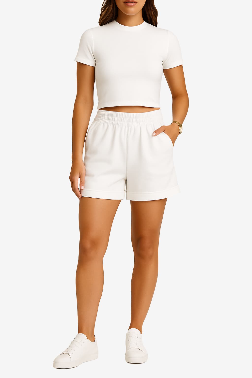 Women’s Casual Crop Top and Shorts Set Summer Loungewear