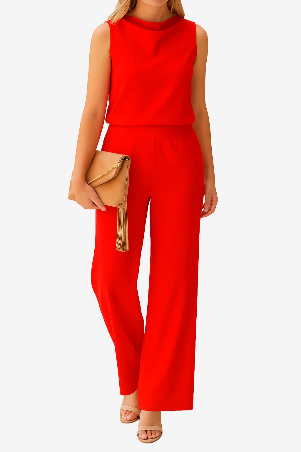 Women’s Sleeveless Jumpsuit Wide Leg Round Neck