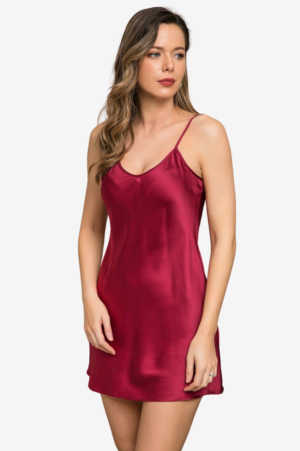 Women’s Silk Slip Nightdress Spaghetti Strap V-Neck